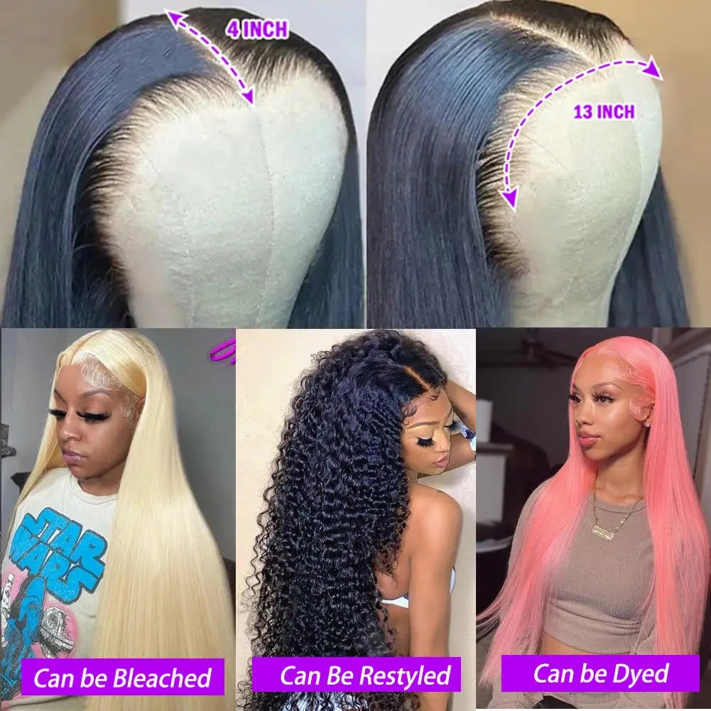 Straight Lace Front Wigs Human Hair Pre Plucked 13x4 Lace Frontal Wigs Human Hair #1B Human Hair Lace Front Wigs for Black Women