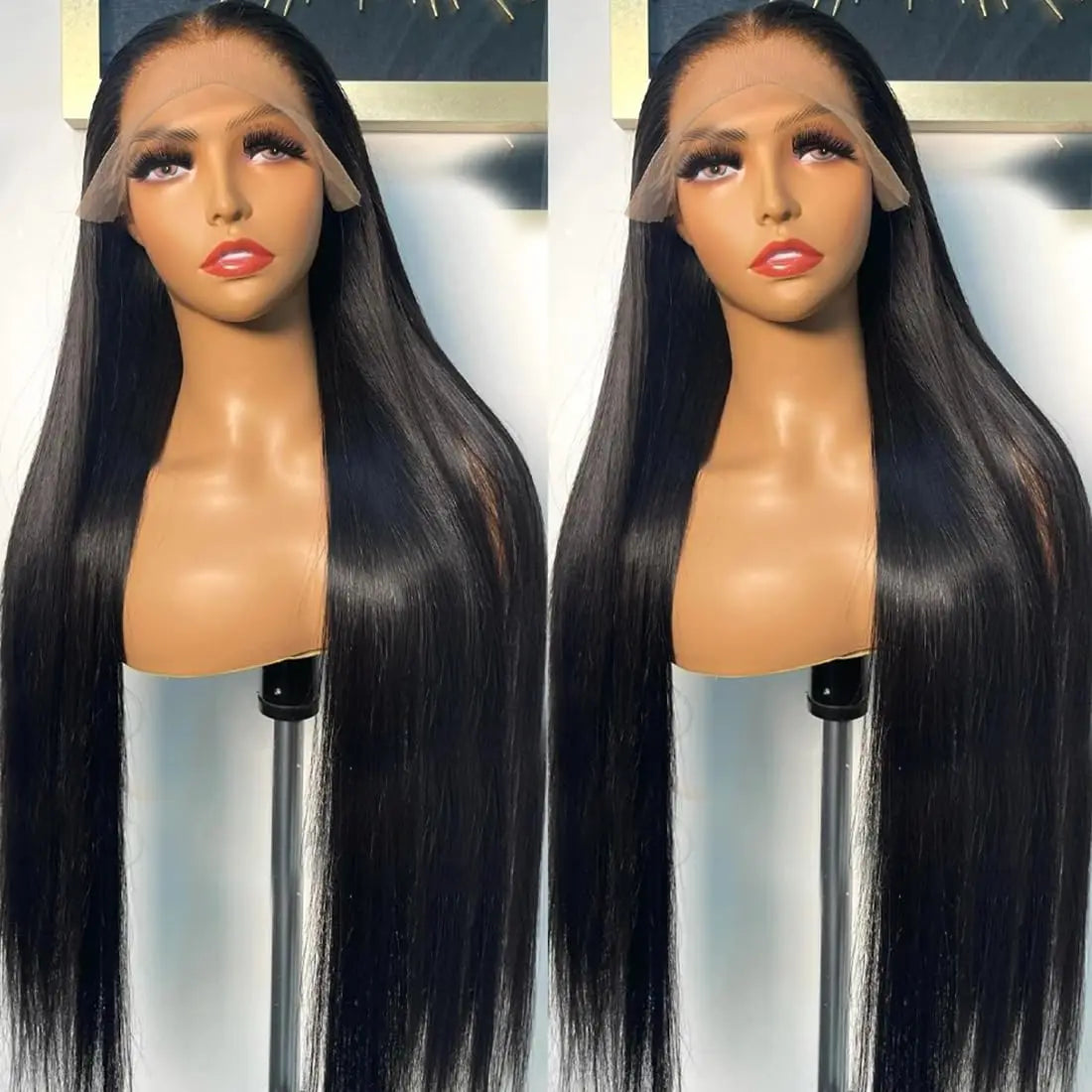 13x4 Lace Front Wigs Human Hair Pre Plucked with Baby Hair Transparent Straight Lace Frontal Wigs for Women Natural Black