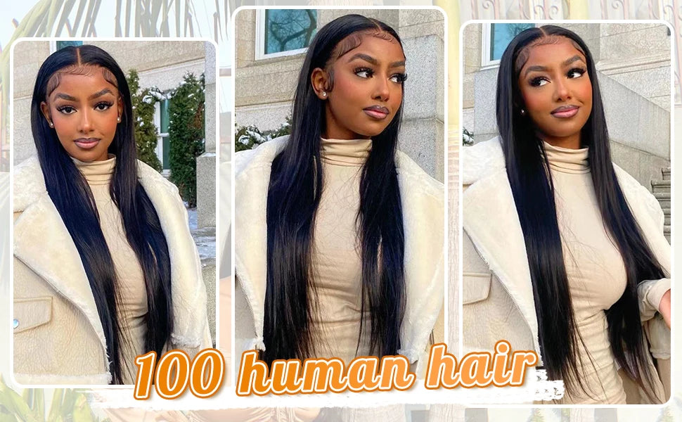 Straight Lace Front wig Human Hair Pre-painted Density 180% 13x4 HD Lace Front wig Brazilian Female Hair Black 22-30 inches