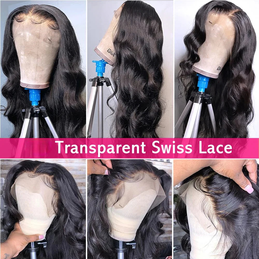 Body Wave Lace Front Wigs13x4 Transparent Lace Frontal Wig Pre Plucked with Baby Hair 150% Density Brazilian Wigs for Women