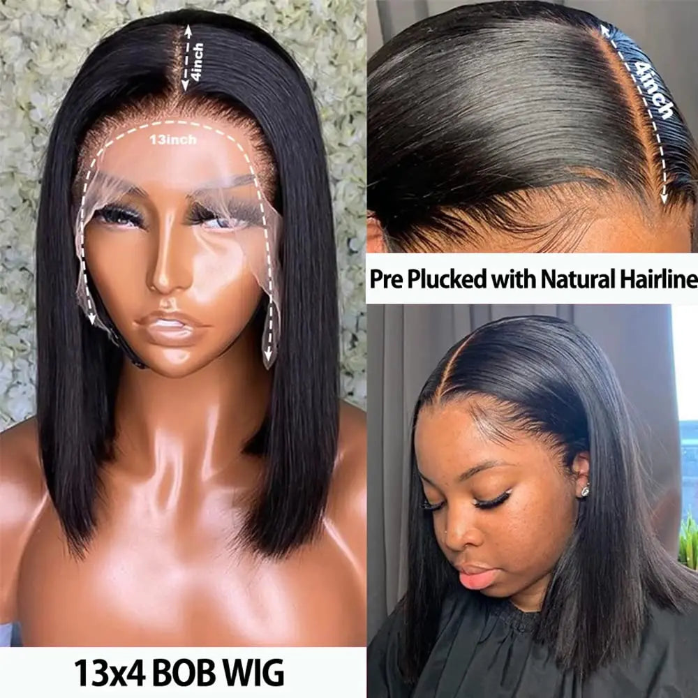 Straight Bob Wig Human Hair 13x4 Lace Front Wigs Frontal Bob Wigs human Hair 150% Density Pre Plucked Short Bob for Black Women