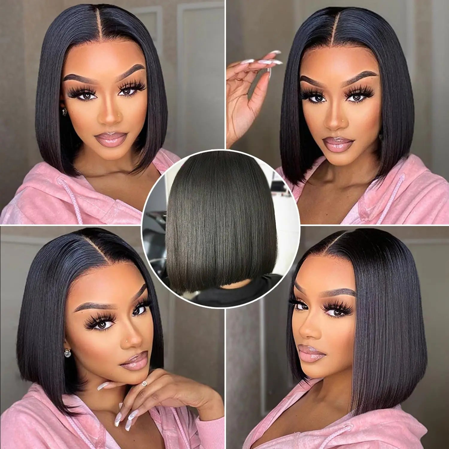 Straight Bob Wig Human Hair 13x4 Lace Front Wigs Frontal Bob Wigs human Hair 150% Density Pre Plucked Short Bob for Black Women