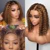 13x4 Lace Frontal P4/27 Honey Blonde Curly Bob Wig  Ombre Lace Front Bob Wigs Pre Plucked with Baby Hair Glueless Wigs for Women
