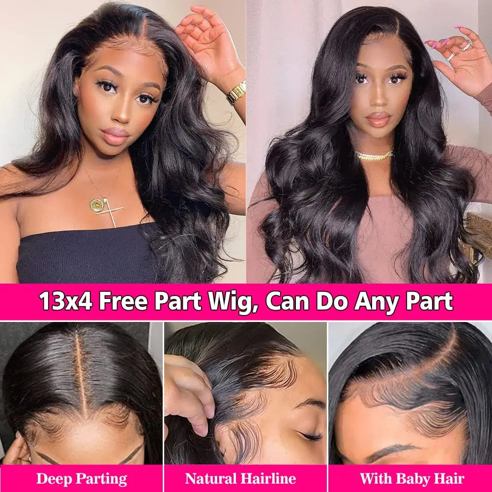 Body Wave Front Wigs Human Hair Pre Plucked 13x4 Lace Frontal Wigs Real Human Hair Wigs Natural 150% Density for Black Women
