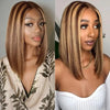 4/27 Honey Gold Highlighter Human Hair Bob Wig 13x4 Front Straight Bob Wig Human Hair Pre-drawn 180 Density wig 10-16 inches