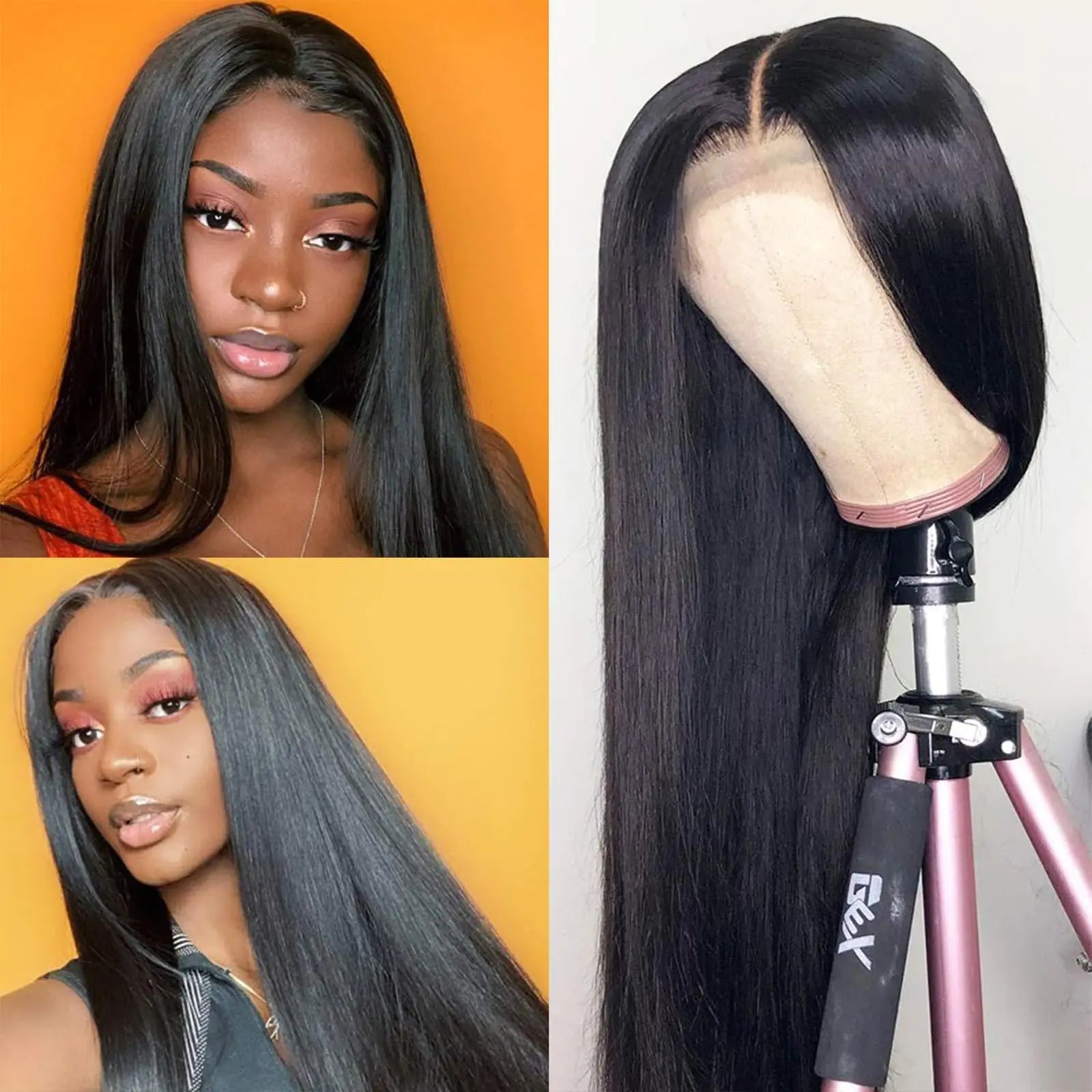 13x4 Lace Front Wigs Human Hair Pre Plucked with Baby Hair Transparent Straight Lace Frontal Wigs for Women Natural Black