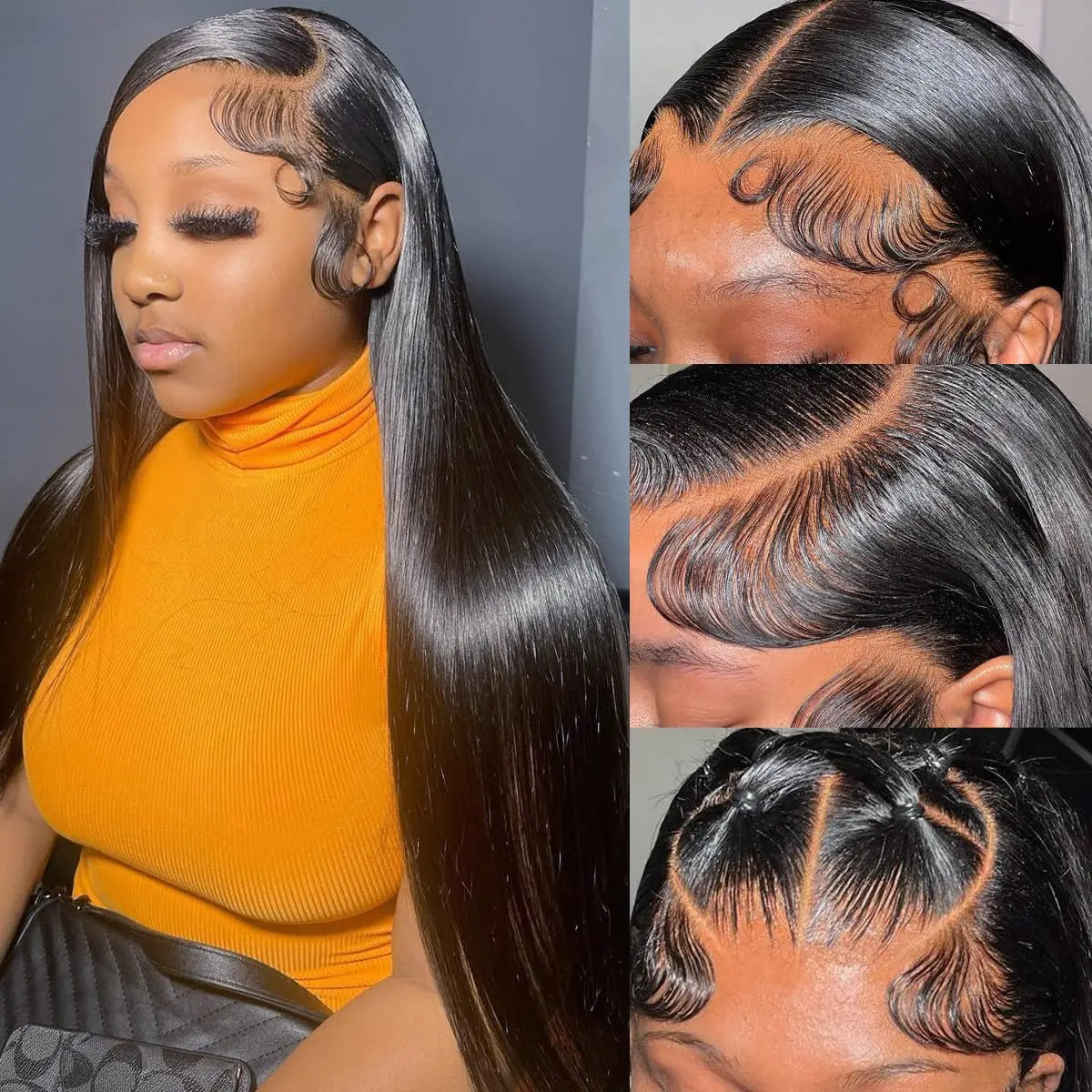 Straight Lace Front Wigs Human Hair Pre Plucked 13x4 Lace Frontal Wigs Human Hair #1B Human Hair Lace Front Wigs for Black Women