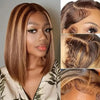 Highlight Ombre Bob Wig Human Hair Straight 4/27 Honey Blonde Bob Lace Front Wigs Human Hair 13x4 Lace Front Bob Wigs 10-16inch
