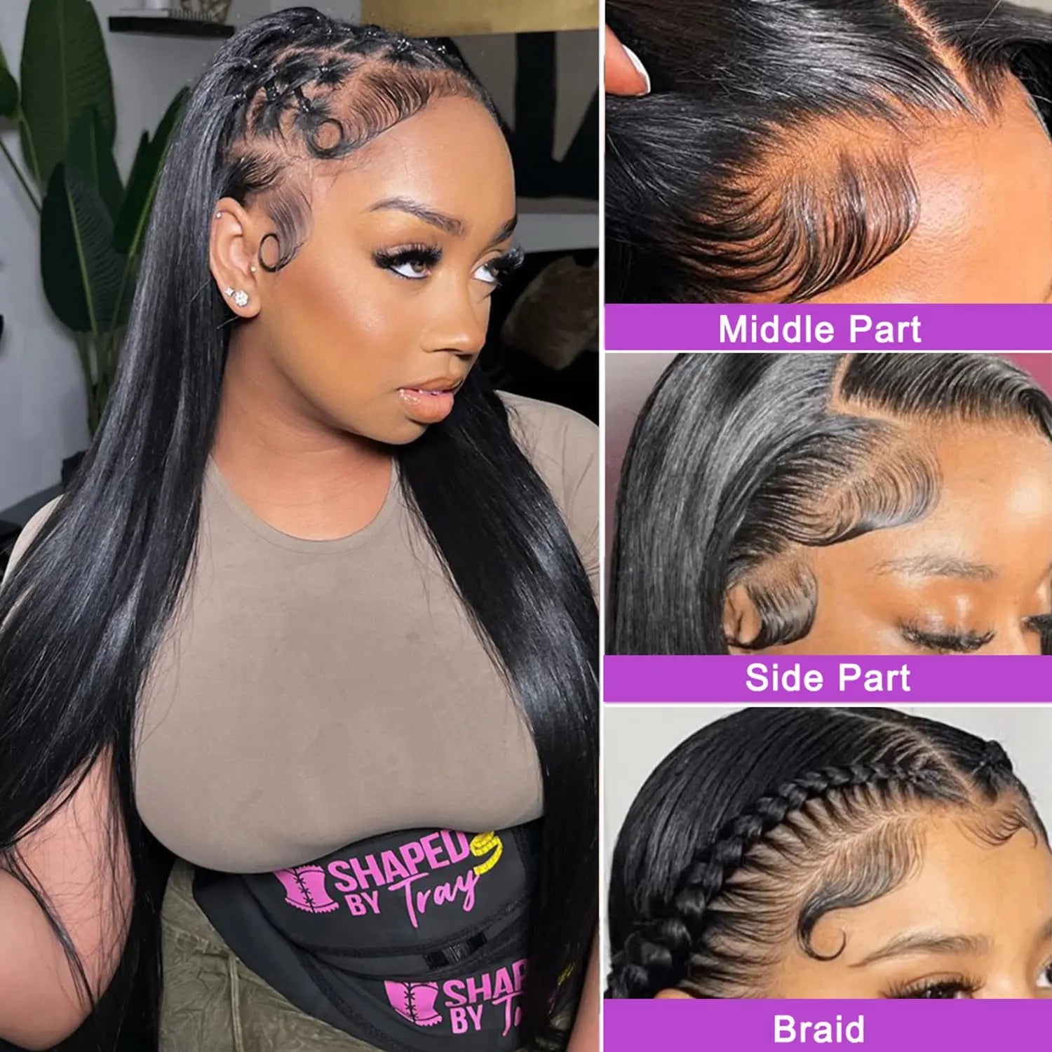 Straight Lace Front wig Human Hair Pre-painted Density 180% 13x4 HD Lace Front wig Brazilian Female Hair Black 22-30 inches