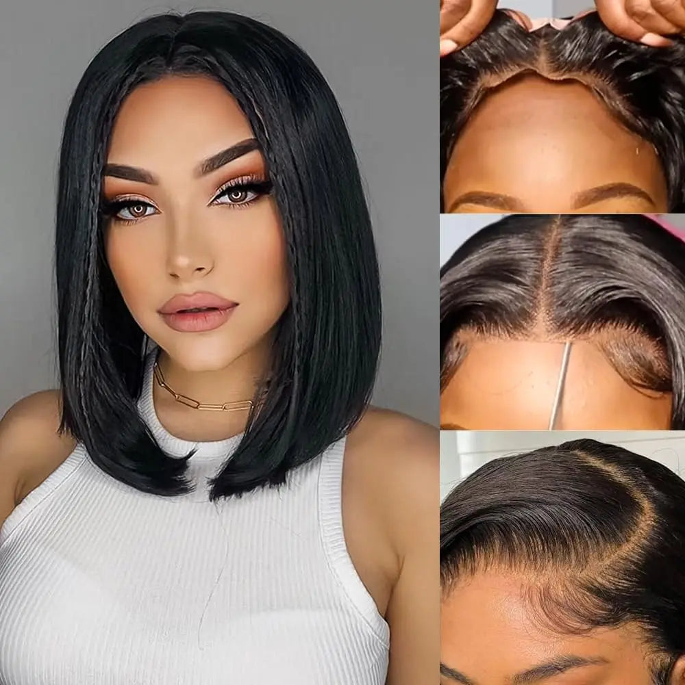 Straight Bob Wig Human Hair 13x4 Lace Front Wigs Frontal Bob Wigs human Hair 150% Density Pre Plucked Short Bob for Black Women