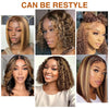 13x4 Lace Frontal P4/27 Honey Blonde Curly Bob Wig  Ombre Lace Front Bob Wigs Pre Plucked with Baby Hair Glueless Wigs for Women