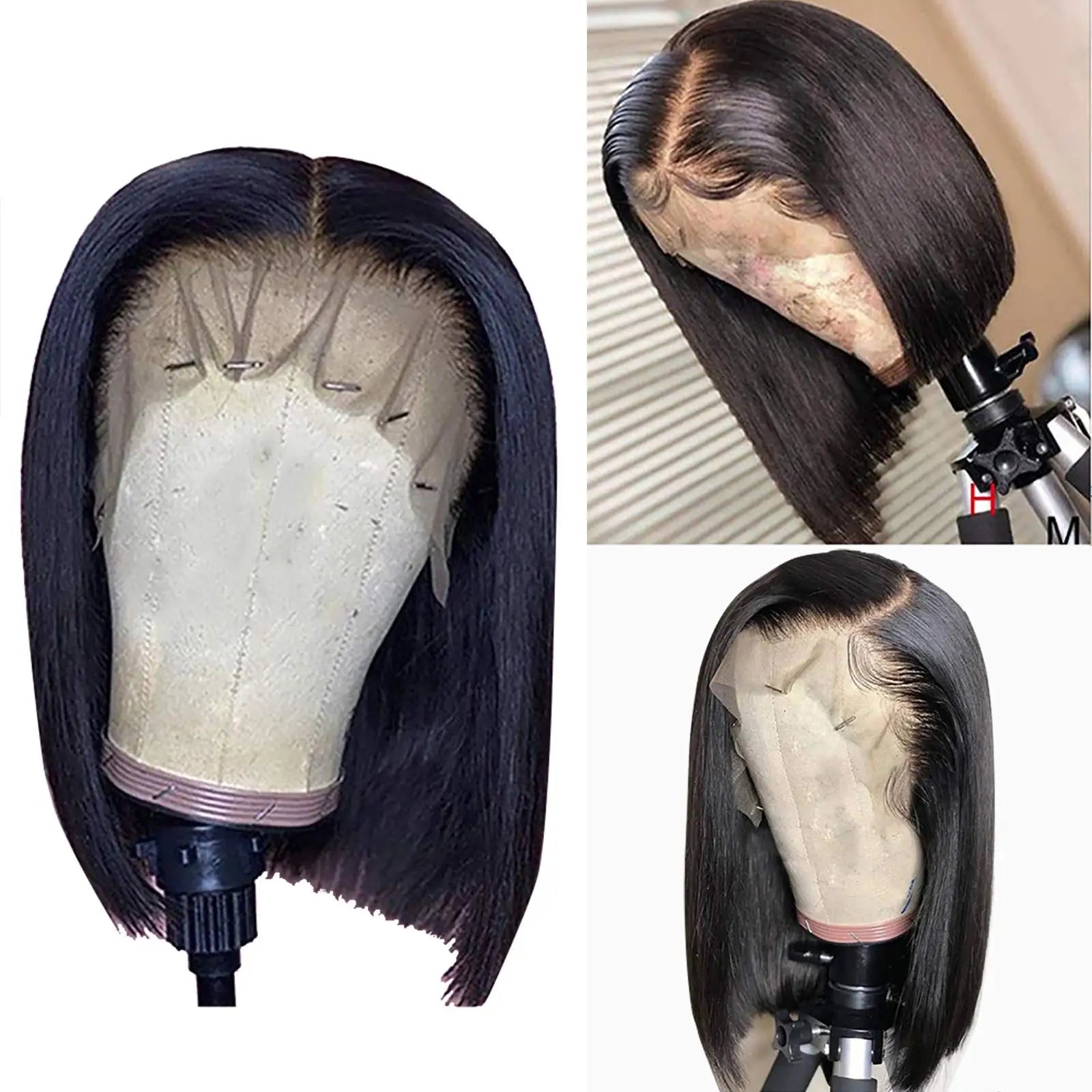 Bob Wig Human Hair Straight 13x4 Transparent Lace Front Wig Bob Wig black Human Hair Pre Plucked With Baby Hair For Black Woman