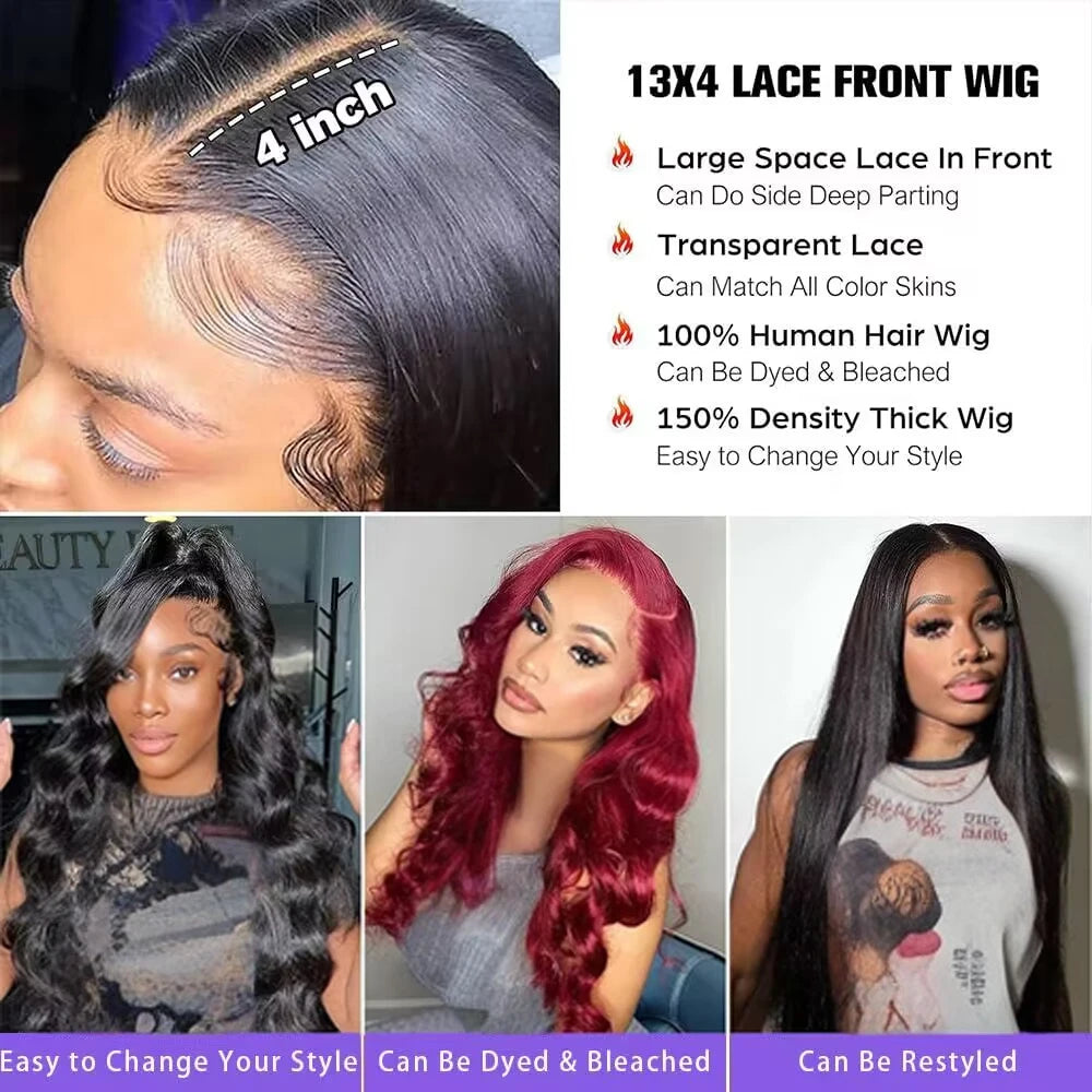 Body Wave Lace Front Wigs Human Hair 13x4 Lace Frontal Wig Pre Plucked with Baby Hair 150% Density  Wigs for Black Women