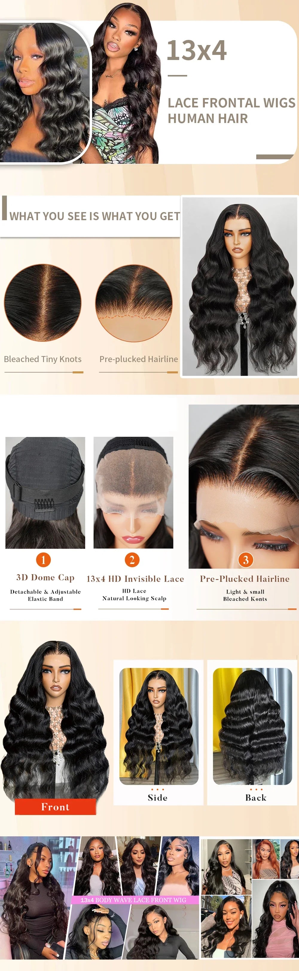 32Inch Body Wave Transparent 13x6 Lace Front Human Hair Wigs Remy Raw Indian Wavy 13x4 Lace Frontal Wig For Women Closure Wig