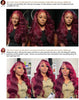 99J Burgundy Body Wave Wigs Glueless Preplucked 13x4 Lace Frontal Human Hair Wigs 30Inch HD 200% Wine Red Lace Wigs For Women