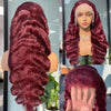 99J Burgundy Body Wave Wigs Glueless Preplucked 13x4 Lace Frontal Human Hair Wigs 30Inch HD 200% Wine Red Lace Wigs For Women