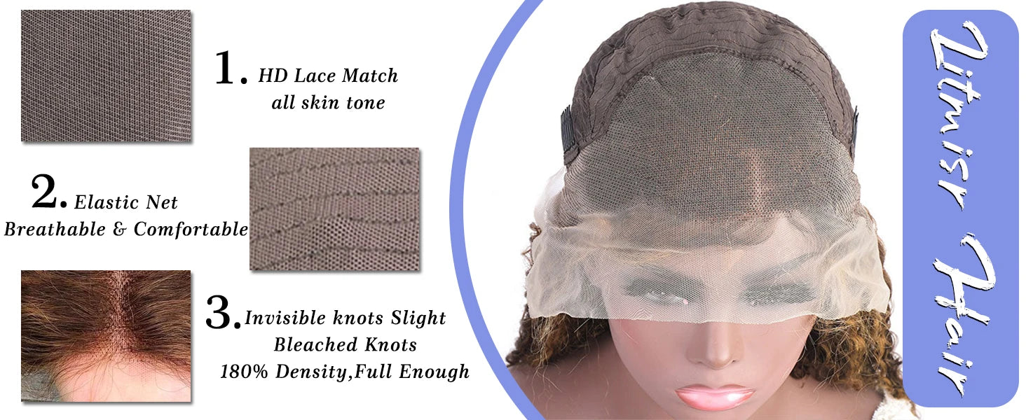 36Inch 13x6 Curly Highlight Ombre Guluess Hd Lace Front Human Hair Wig 4/27 Colored Deep Wave 13x4 Lace Frontal Wigs On Sale