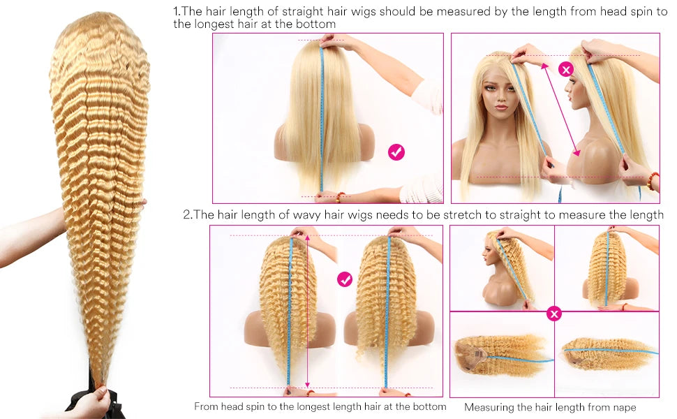 13x6 Hd Lace 613 Deep Wave Frontal Wig Human Hair 180% Brazilian Curly Blonde Wig For Women Glueless Preplucked Ready To Go