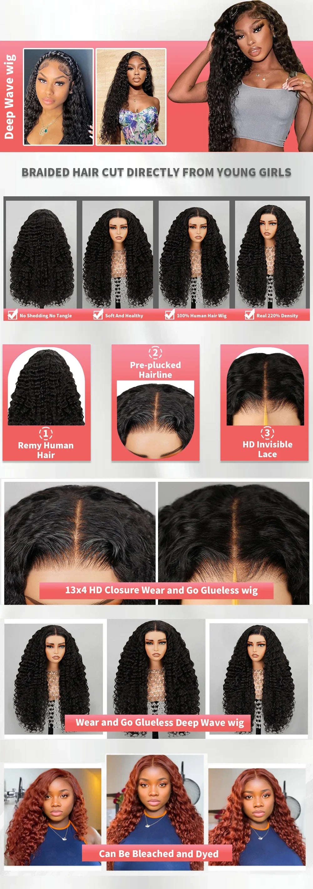40inch Water Wave Curly Lace Frontal Wigs 13x4 13x6 HD Deep Wave Lace Frontal Wig 360 Full Human Hair Wigs For Women On Sale