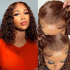 Brown Deep Wave Lace Front Wigs Human Hair #4 Color Curly Lace Frontal Wig For Women 13x4 Lace Front Brown Wig Human Hair