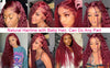 250 Density 30 40 Inch 99J Burgundy Deep Wave 13x4 Lace Front Human Hair Wig 13x6 Lace Frontal Red Curly Wigs Remy For Women